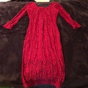 3/4 sleeve red lace dress